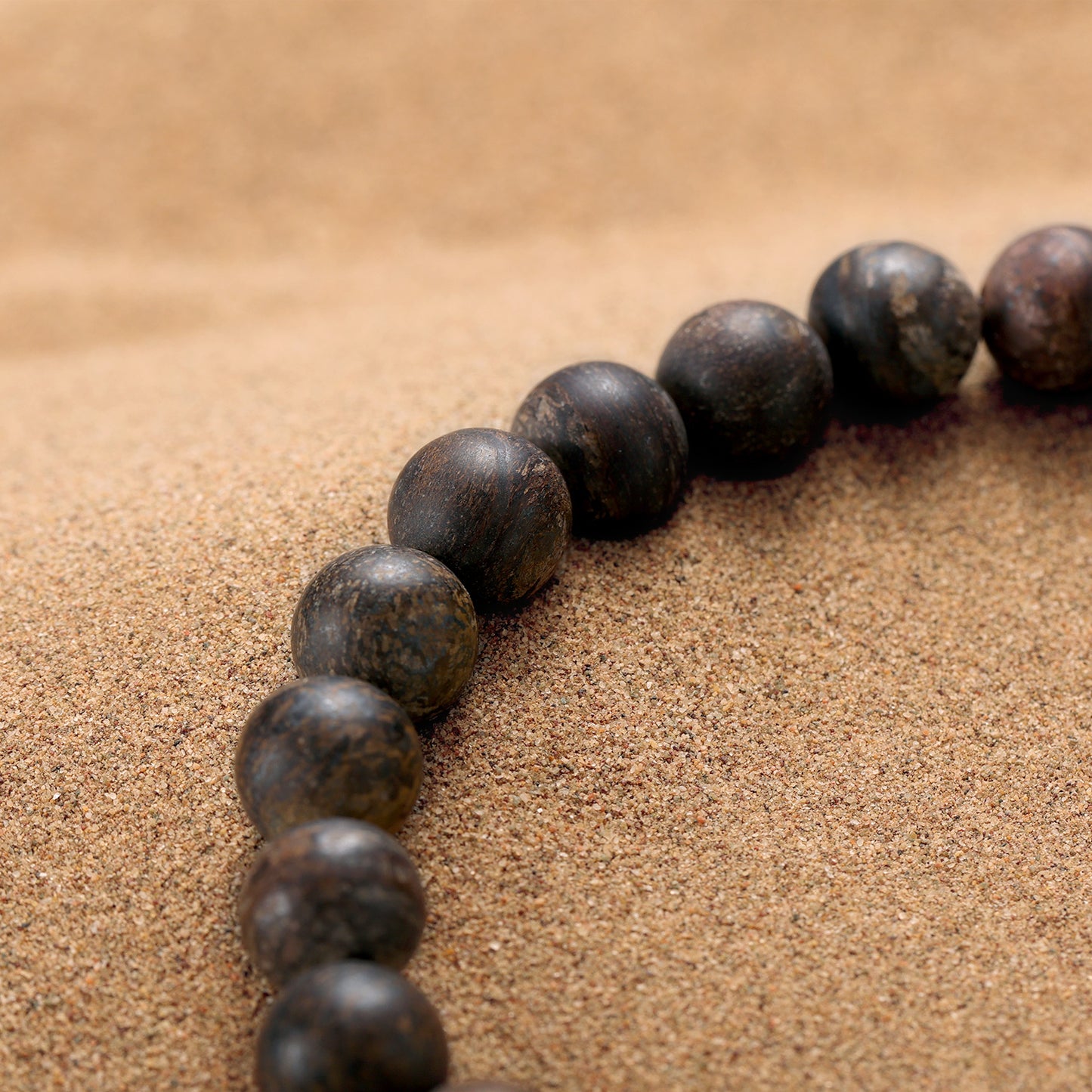 KINGKA Bronzite Stone Bead Bracelet, Silver Blue, The Earth - KINGKA Jewelry