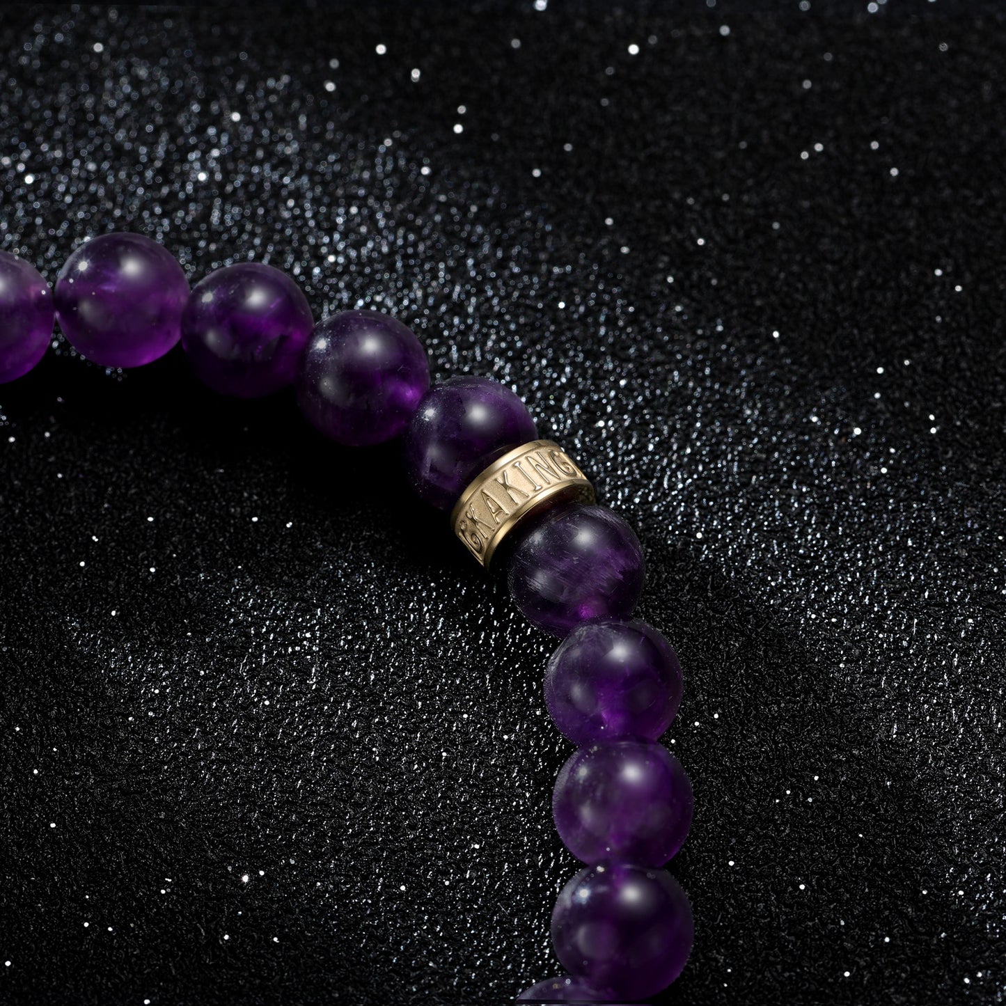 KINGKA Amethyst Bead Bracelet, Blue Gold, The Earth - KINGKA Jewelry