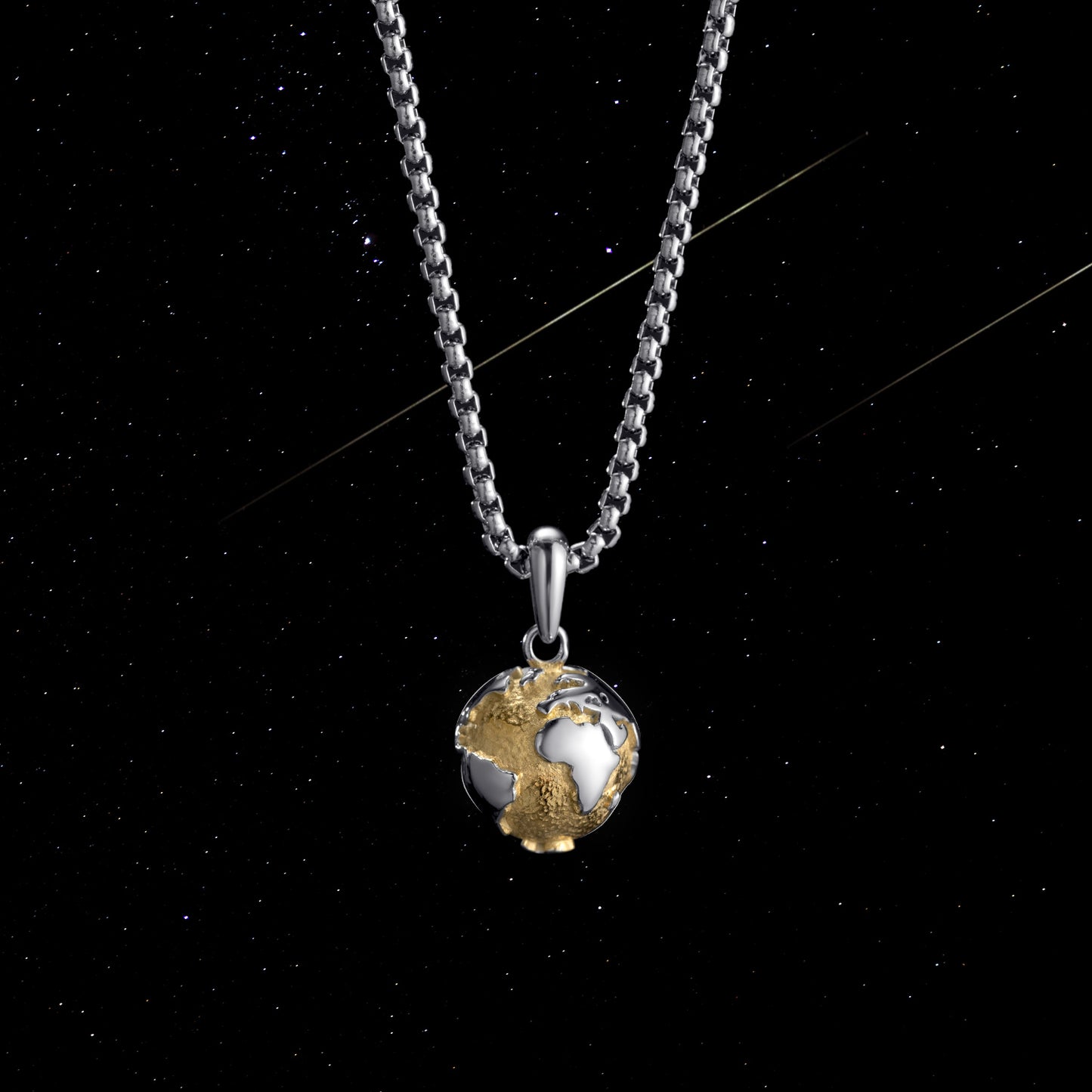 KINGKA Stainless Steel Globe Earth Necklace for Friends, Silver Gold