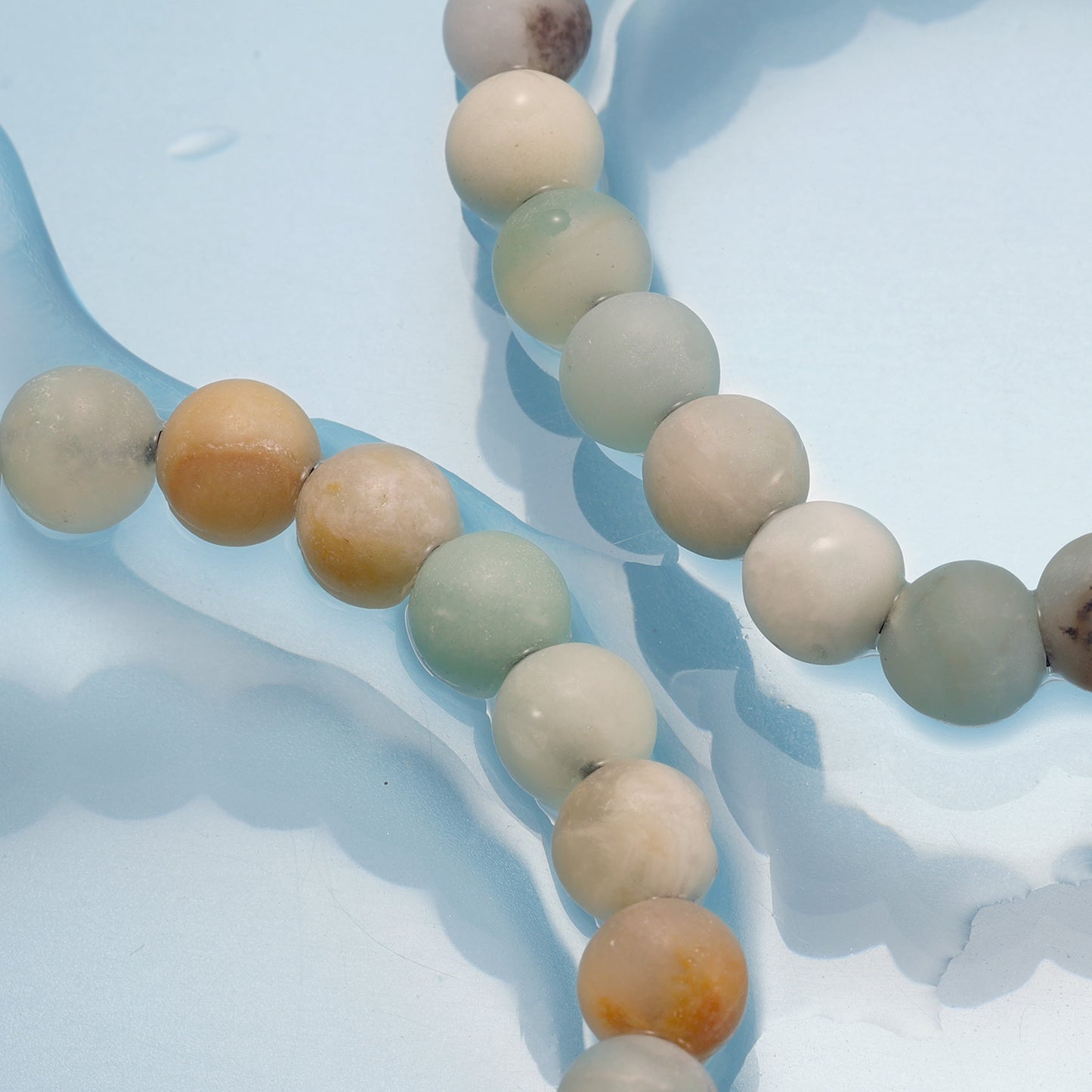 KINGKA Amazonite Stone Bead Bracelet, Blue Gold, The Earth - KINGKA Jewelry