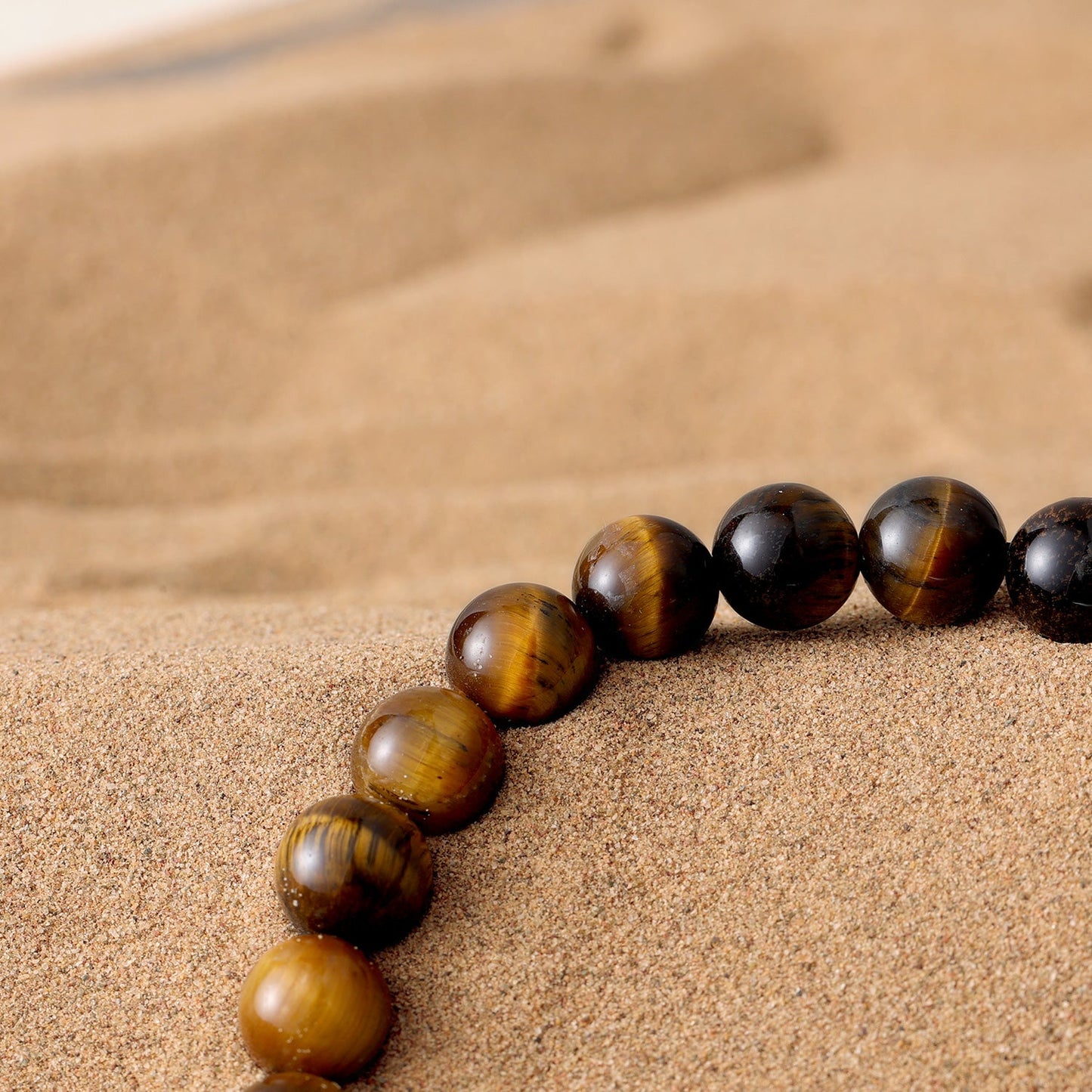 KINGKA Brown Tiger Eye Bead Bracelet, Gold, The Earth - KINGKA Jewelry