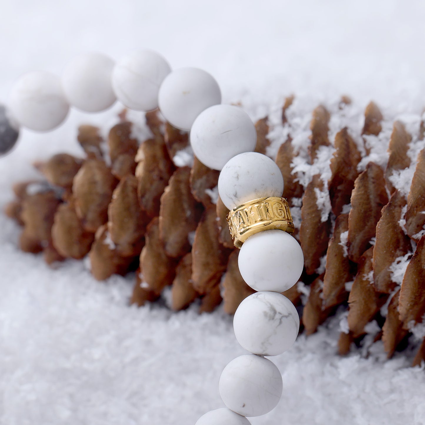 KINGKA White Turquoise Bead Bracelet, Gold, The Earth - KINGKA Jewelry