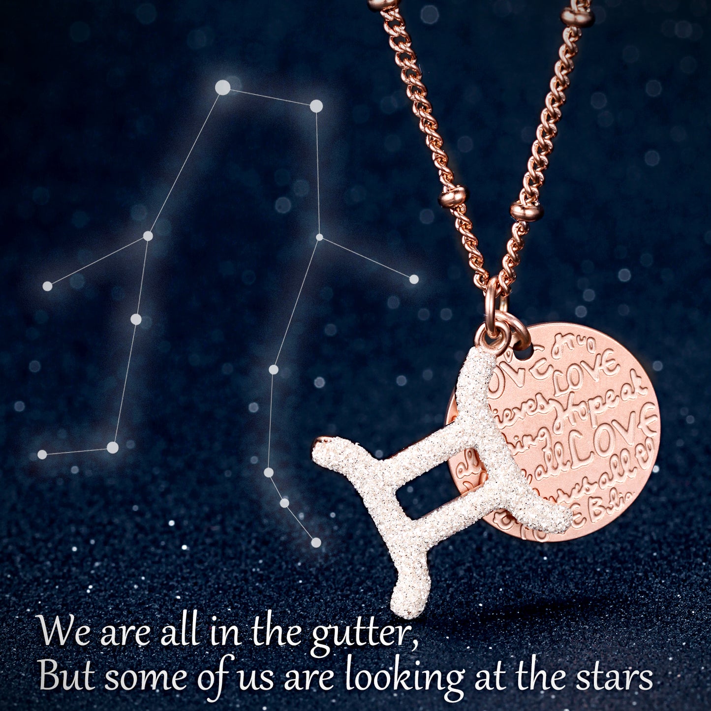 Women Constellations Pendant Necklace, Gemini