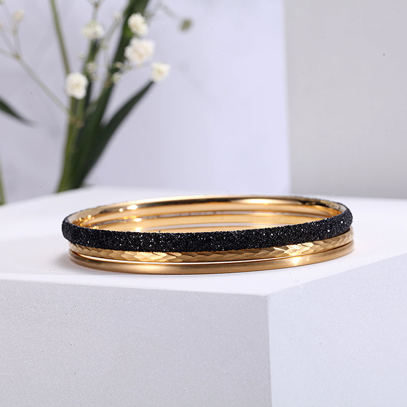 Women Stacking Bangles Black Glitter Dust - KINGKA Jewelry