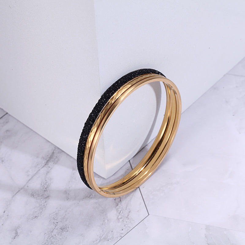 Women Stacking Bangles Black Glitter Dust - KINGKA Jewelry