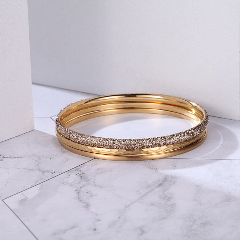 Women Stacking Bangles Gold Glitter Dust - KINGKA Jewelry