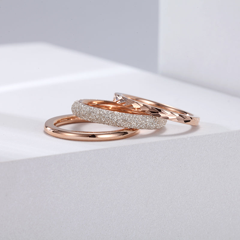 Women Stacking Rings White Glitter Dust - KINGKA Jewelry