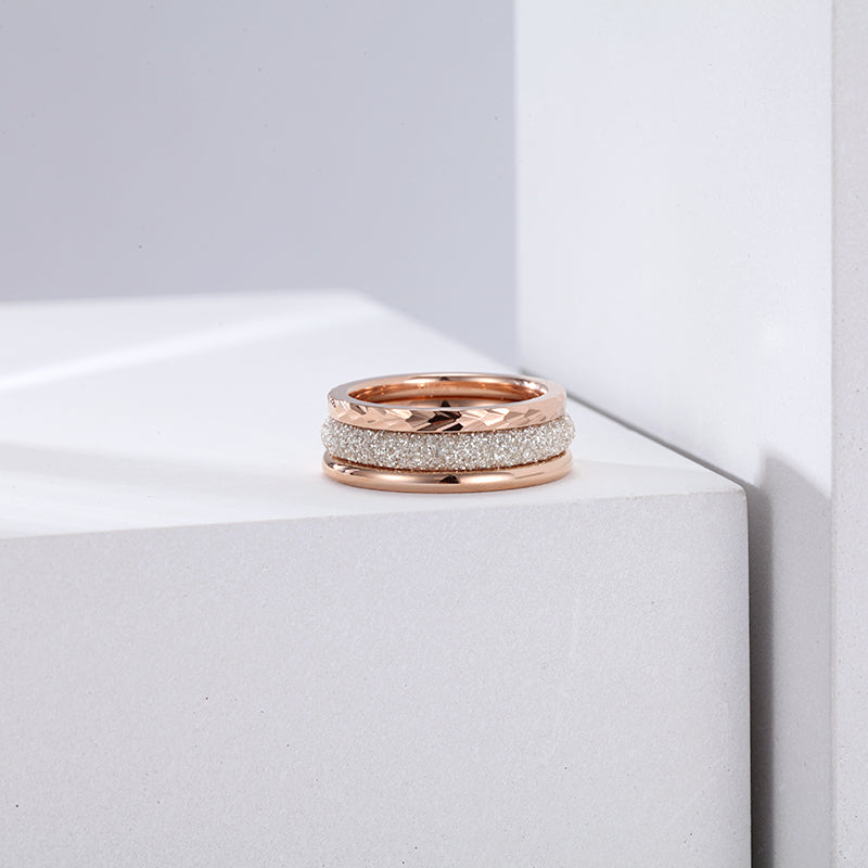 Women Stacking Rings White Glitter Dust - KINGKA Jewelry