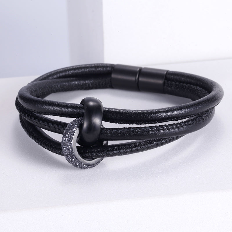 Women Warp-Around Bracelet Leather, Grey Stardust - KINGKA Jewelry