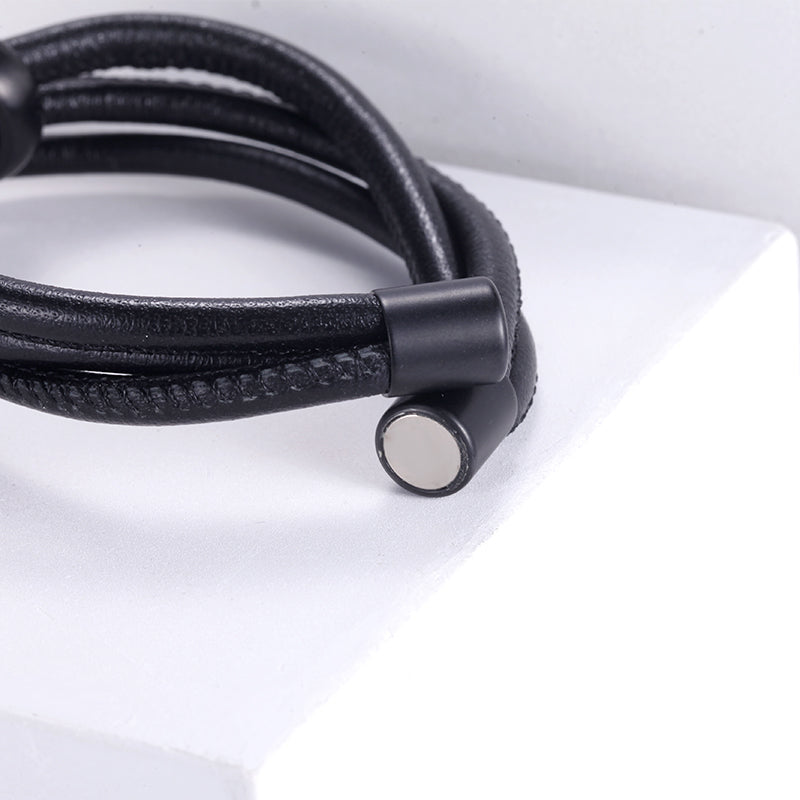 Women Warp-Around Bracelet Leather, Grey Stardust - KINGKA Jewelry