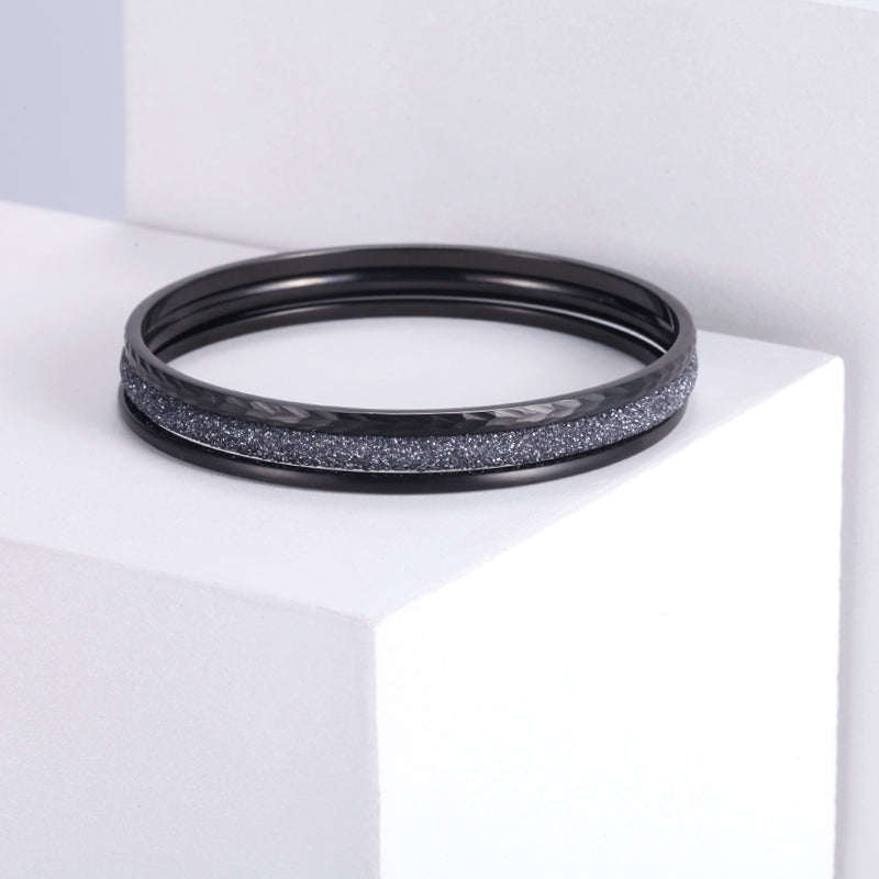 Women Stacking Bangles Grey Glitter Dust - KINGKA Jewelry