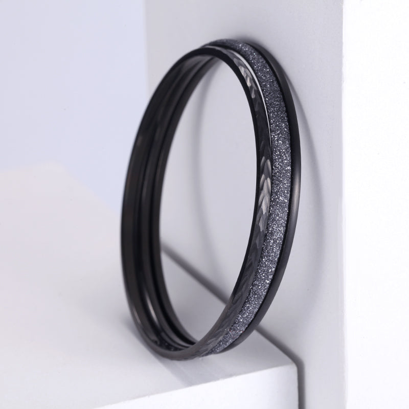 Women Stacking Bangles Grey Glitter Dust - KINGKA Jewelry