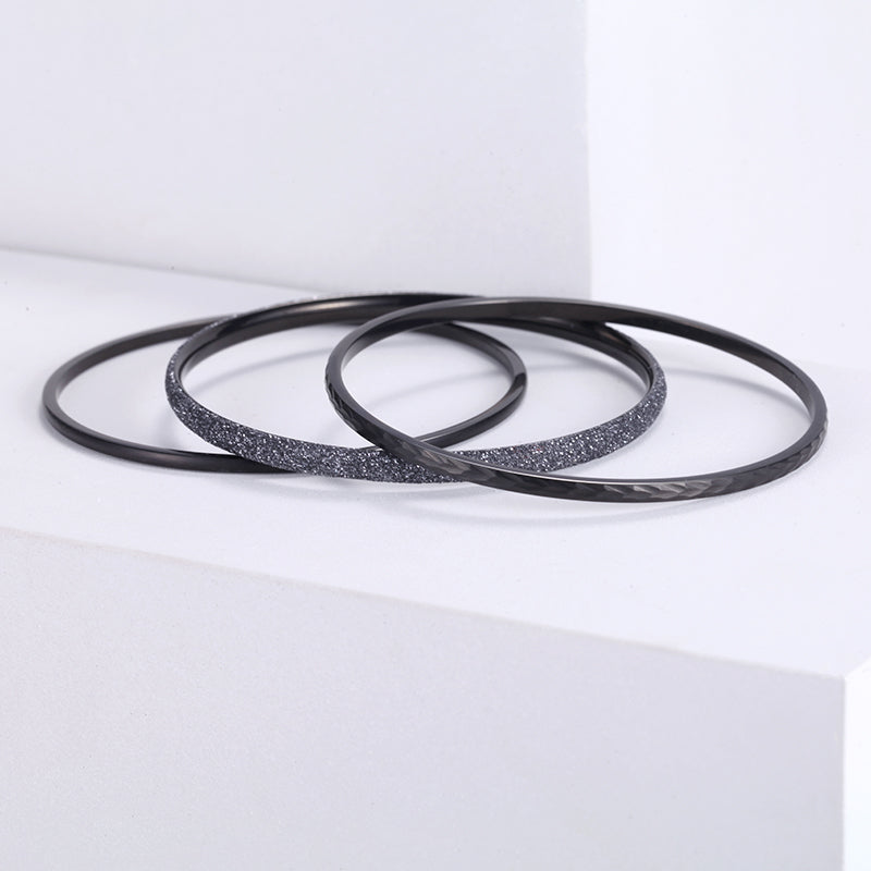 Women Stacking Bangles Grey Glitter Dust - KINGKA Jewelry