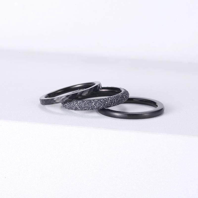 Women Stacking Rings Grey Glitter Dust - KINGKA Jewelry