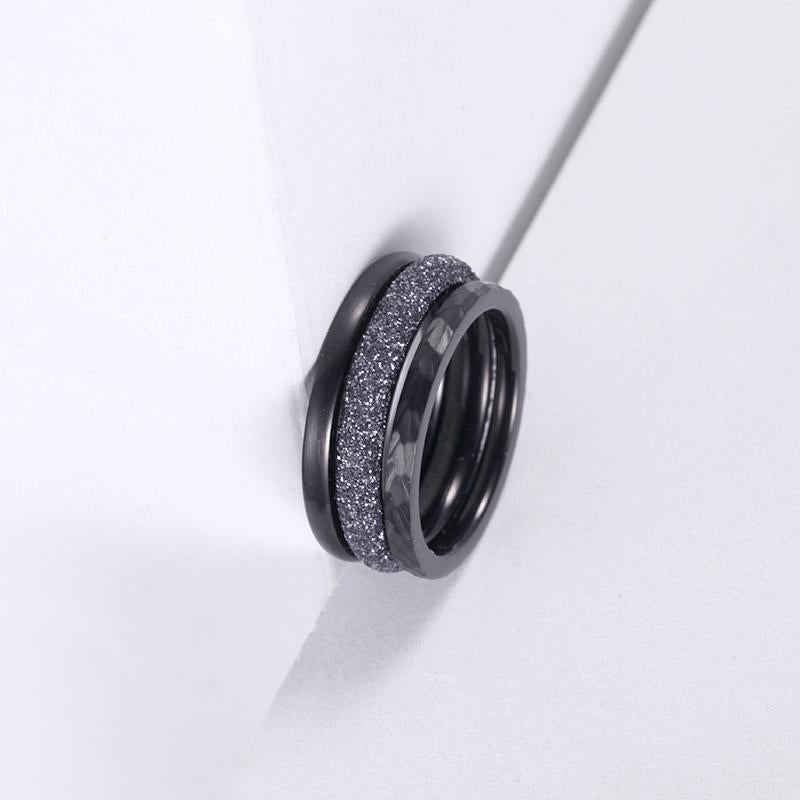 Women Stacking Rings Grey Glitter Dust - KINGKA Jewelry
