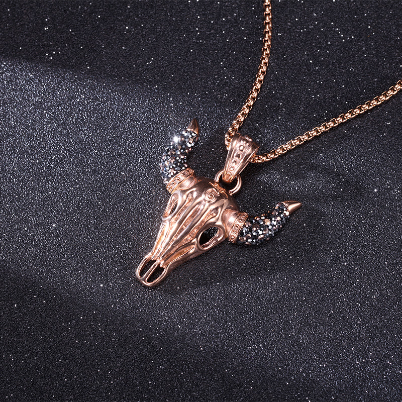 Women Pendant Necklace Crystal Buffalo - KINGKA Jewelry