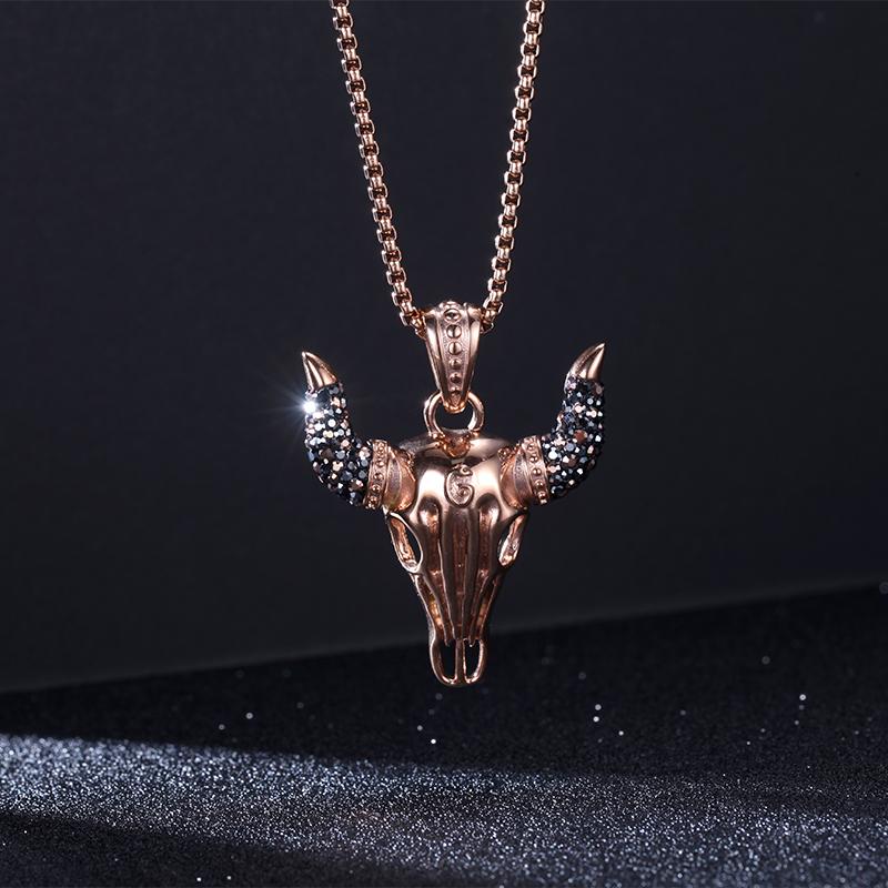 Women Pendant Necklace Crystal Buffalo - KINGKA Jewelry