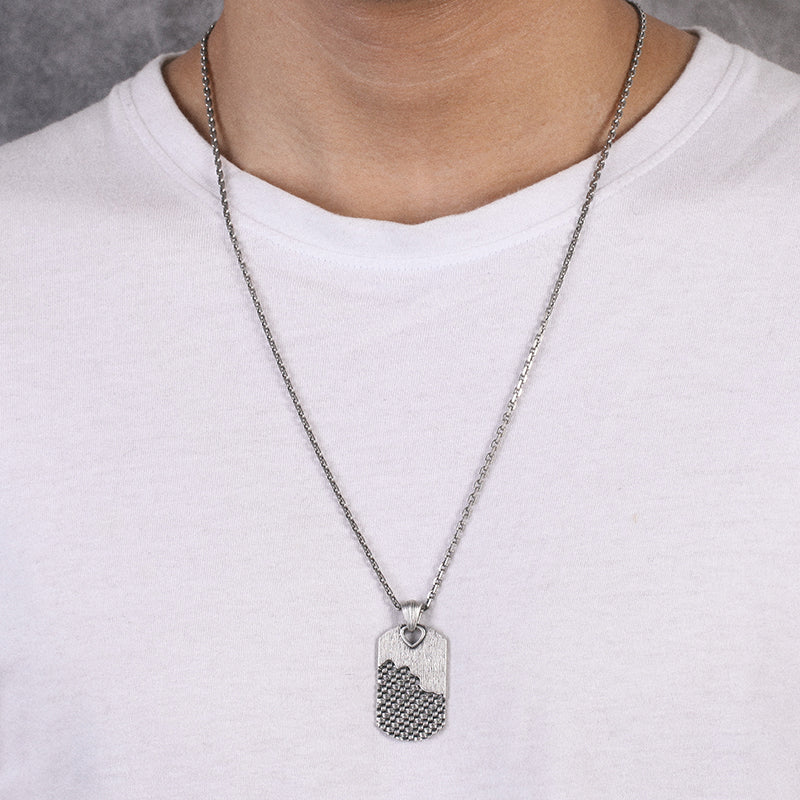 Dog Tag Necklace with Woven - KINGKA Jewelry