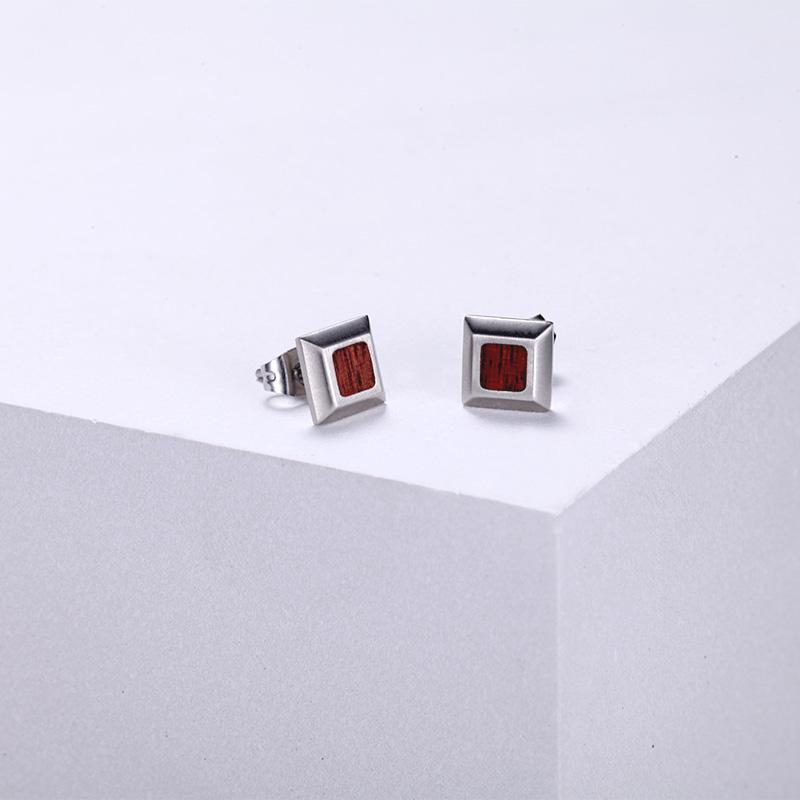 Men's Ear Studs Wood Inlay - KINGKA Jewelry