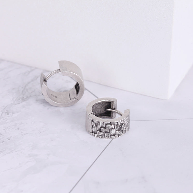 Men's Huggie Earrings Woven - KINGKA Jewelry