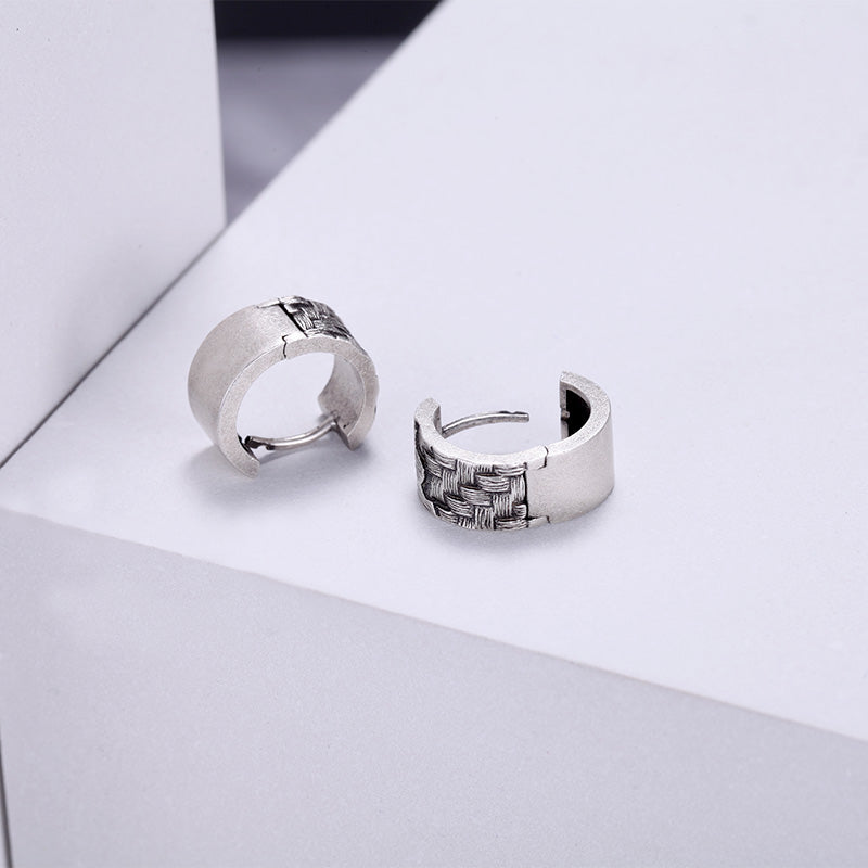 Men's Huggie Earrings Woven - KINGKA Jewelry