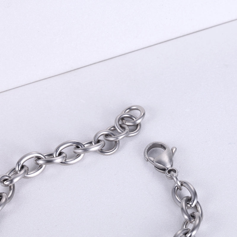 Men's Wood Inlay Curved Tag Cable Chain - KINGKA Jewelry