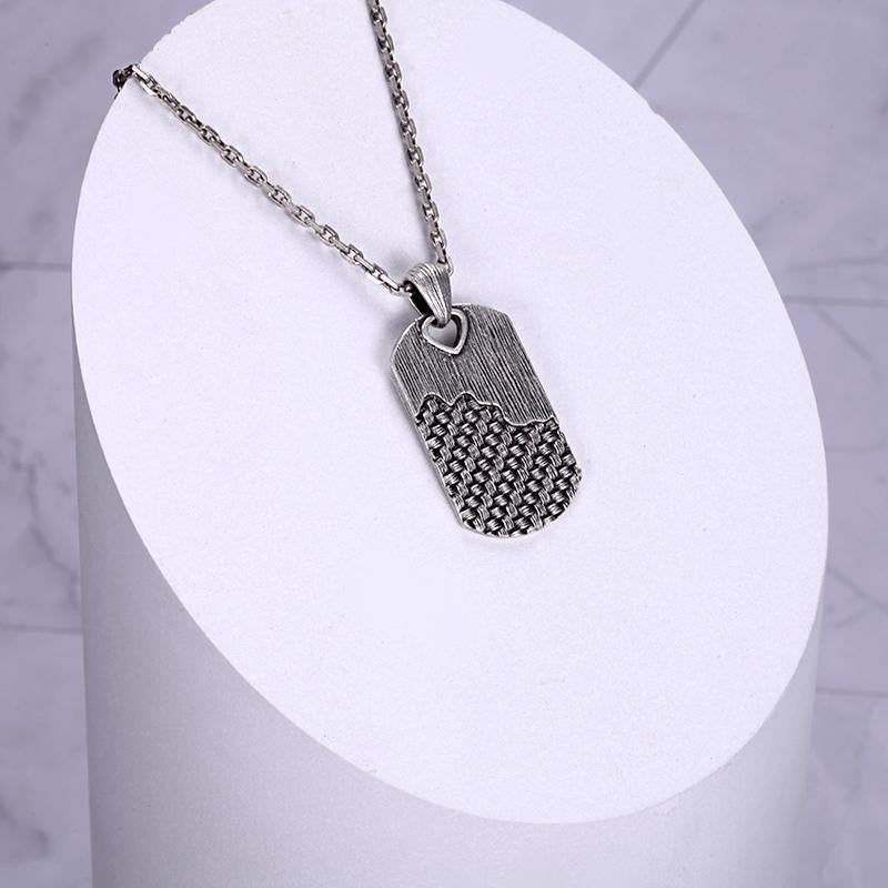 Dog Tag Necklace with Woven - KINGKA Jewelry