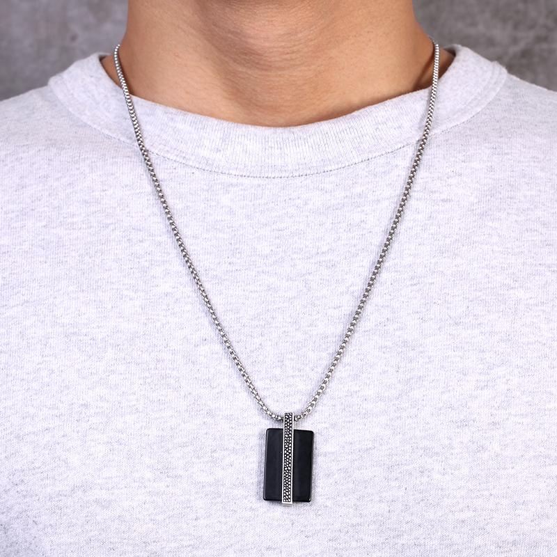Men's Tag Necklace with Reptile Element - KINGKA Jewelry