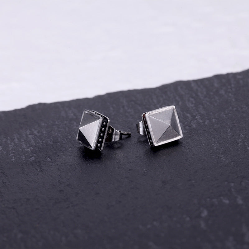 Men's Ear Studs Pyramid Square - KINGKA Jewelry