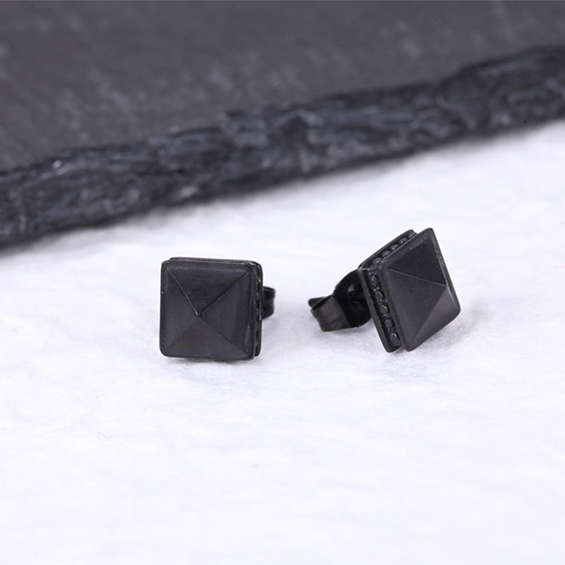 Men's Ear Studs Pyramid Square - KINGKA Jewelry