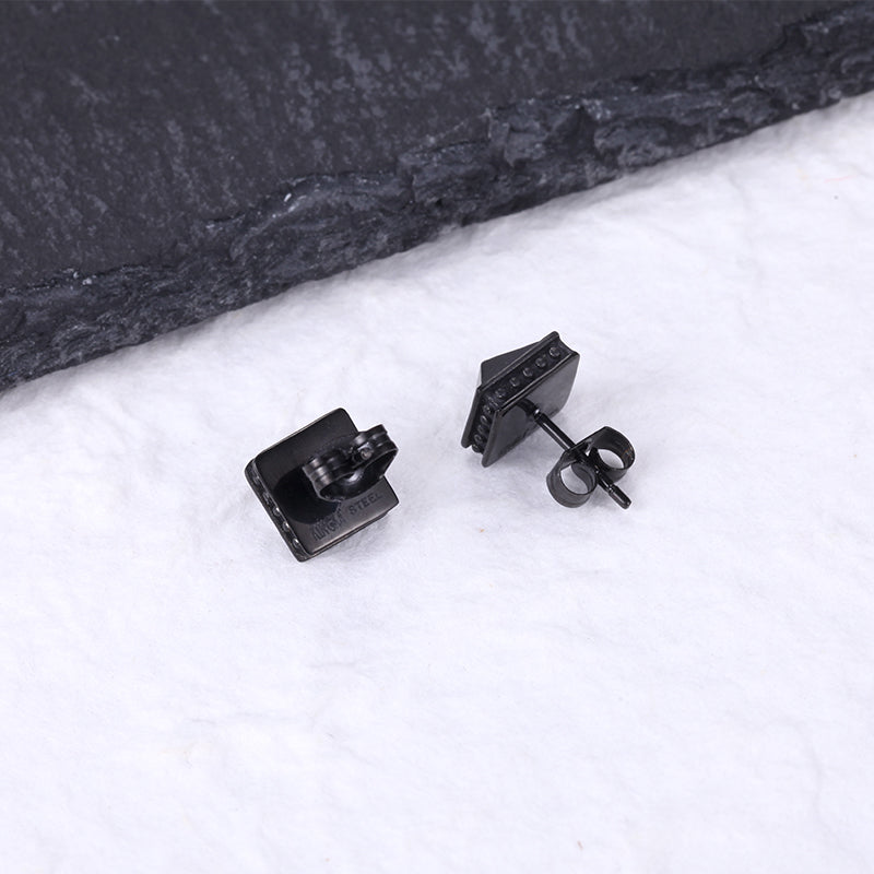 Men's Ear Studs Pyramid Square - KINGKA Jewelry