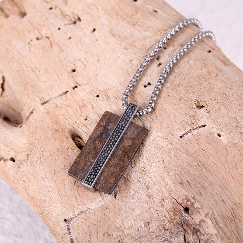 Men's Tag Necklace with Reptile Element - KINGKA Jewelry