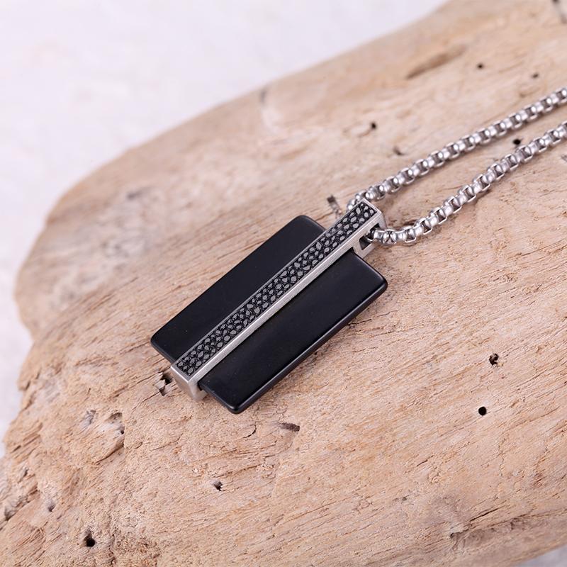 Men's Tag Necklace with Reptile Element - KINGKA Jewelry