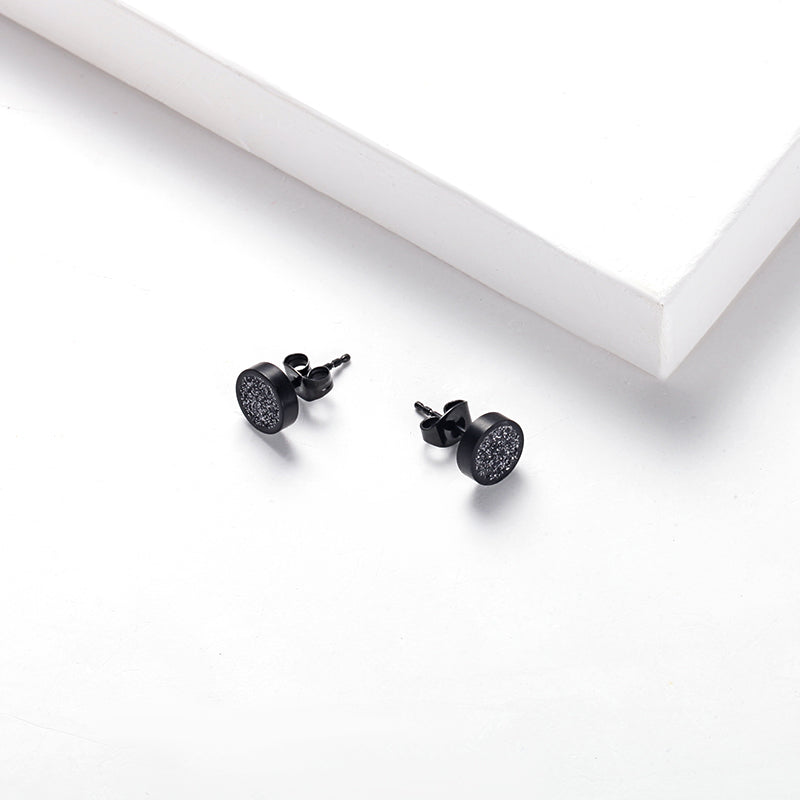 Women Ear Studs Grey Glitter Dust - KINGKA Jewelry