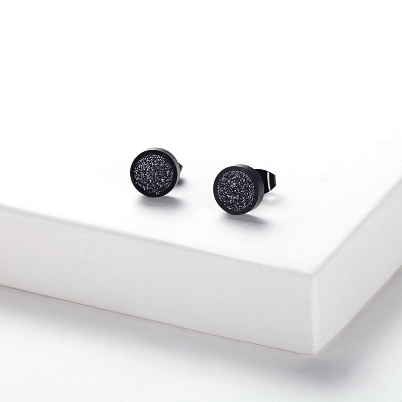 Women Ear Studs Grey Glitter Dust - KINGKA Jewelry