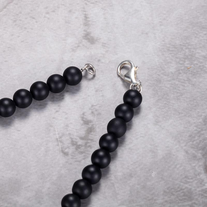 Men's Wolf's Fang Necklace with Beaded Chain - KINGKA Jewelry