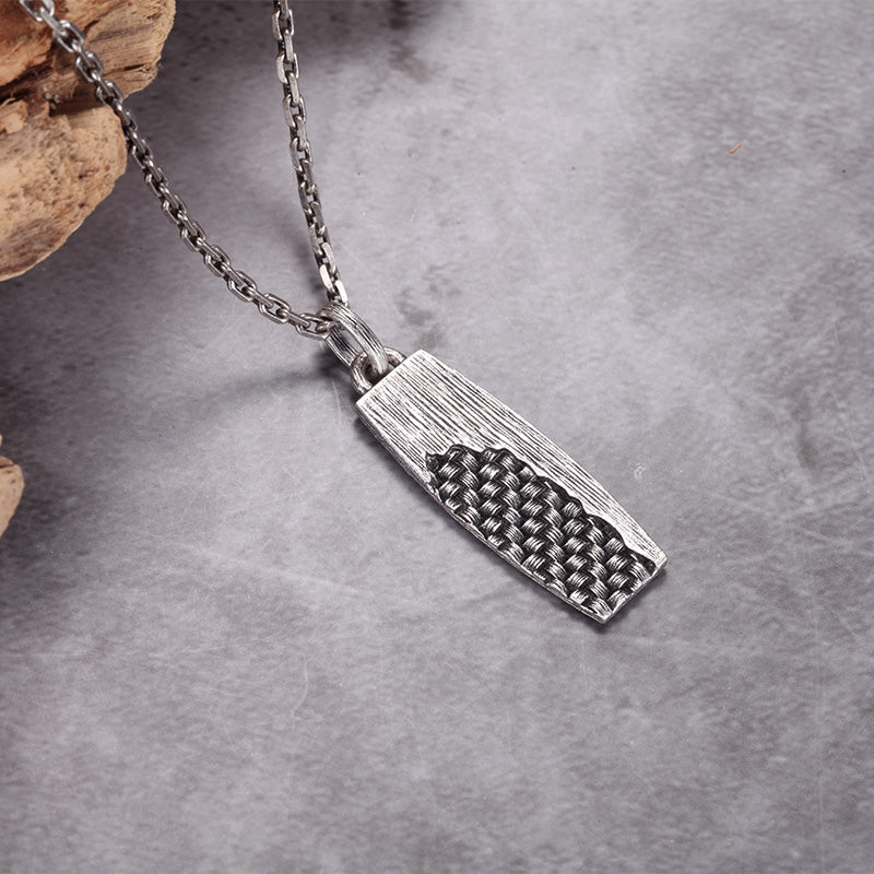 Thin Tag Necklace with Woven - KINGKA Jewelry
