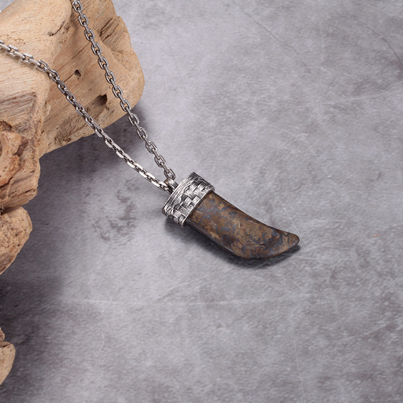 Men's Wolf's Fang Necklace with Woven - KINGKA Jewelry