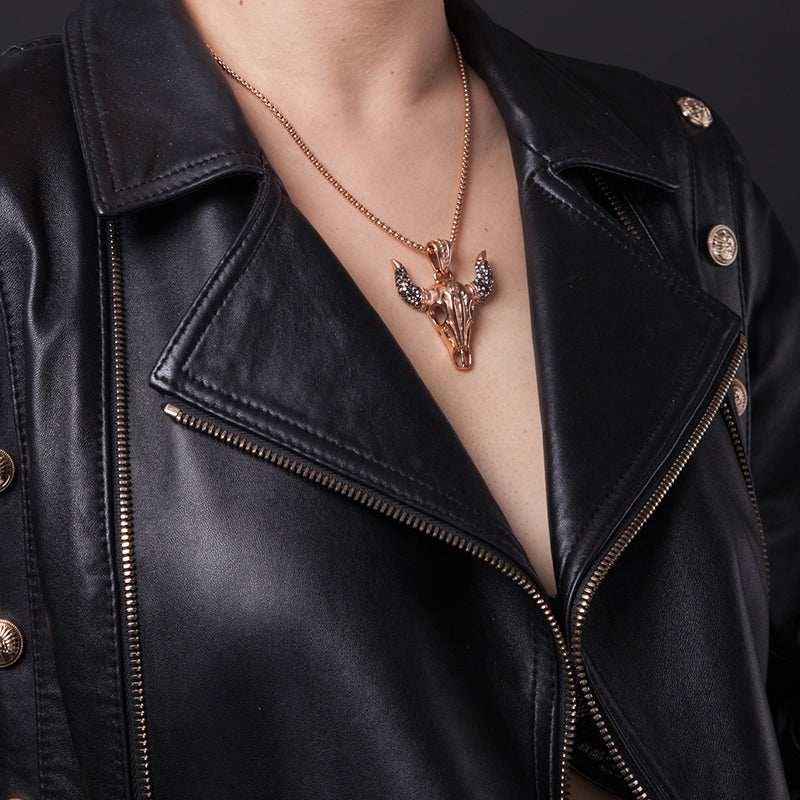 Women Pendant Necklace Crystal Buffalo - KINGKA Jewelry