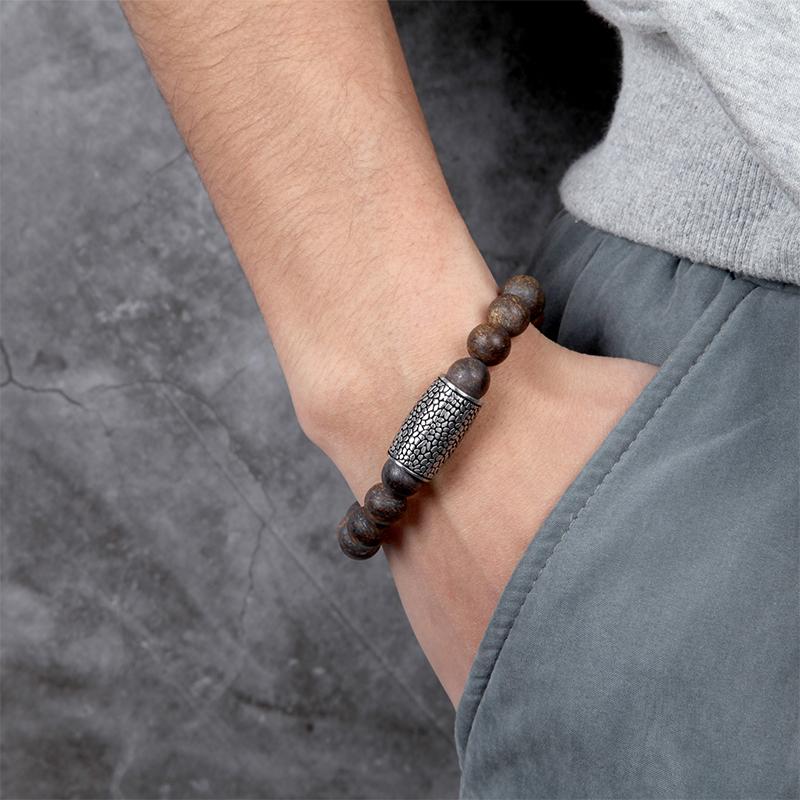 Men's Wristband with Stones, Reptile Charm - KINGKA Jewelry