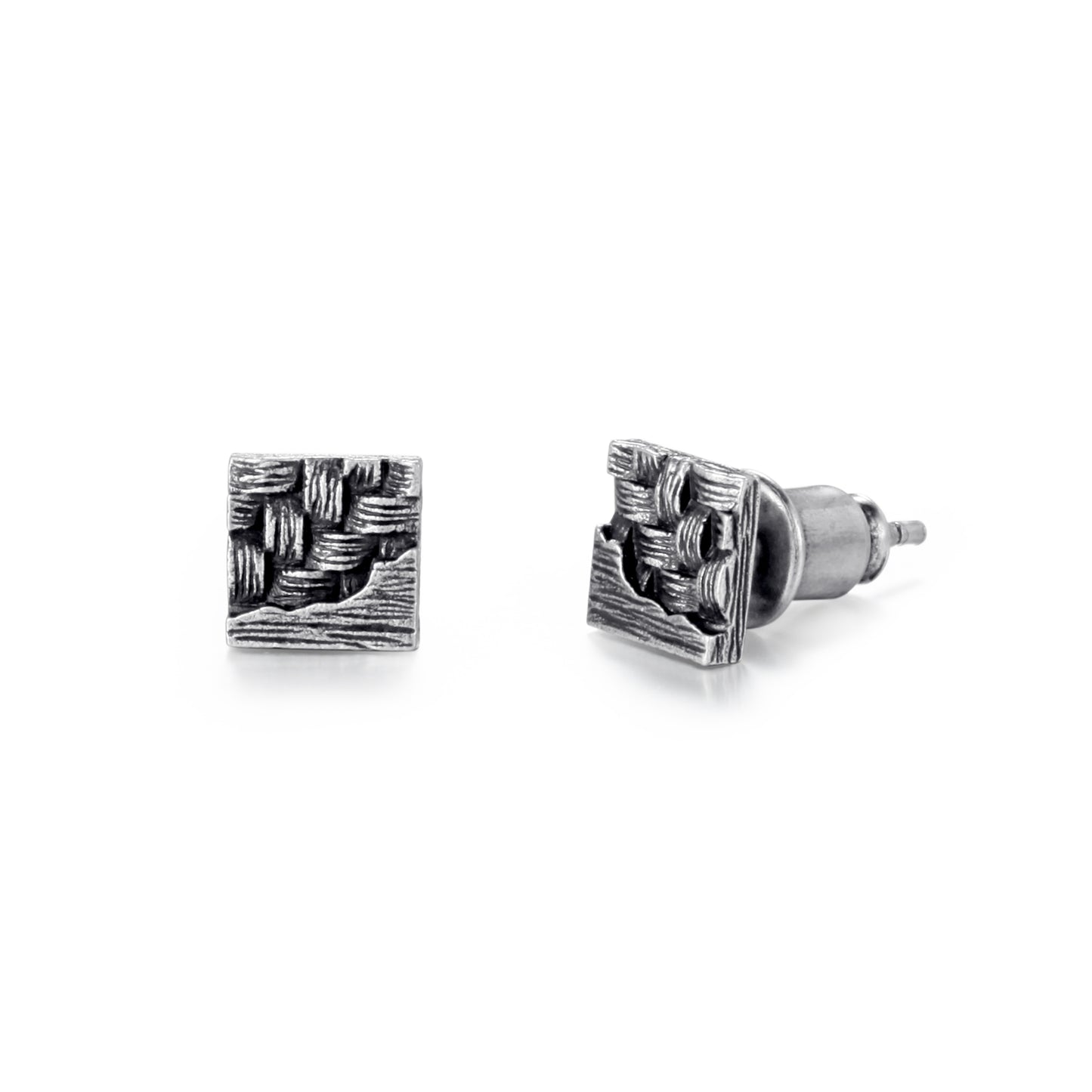 Men's Ear Studs Woven Square - KINGKA Jewelry