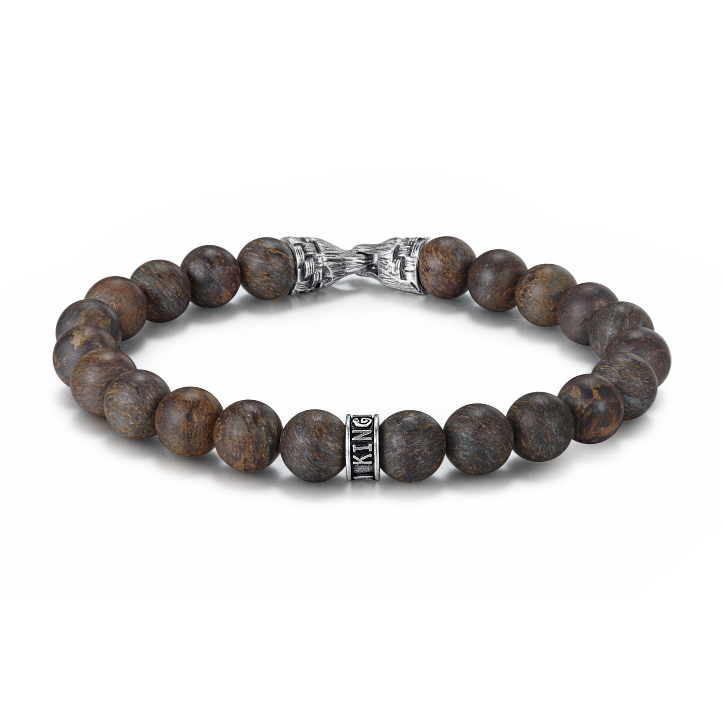 Men's Beaded Bracelet with Stones, Woven Clasp - KINGKA Jewelry