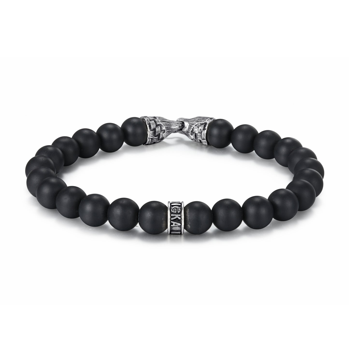 Men's Beaded Bracelet with Stones, Woven Clasp - KINGKA Jewelry