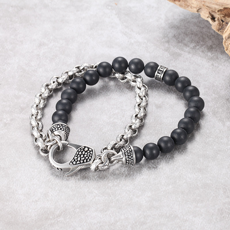 Men's Wrap-Around Bracelet with Stones, Cable Chain - KINGKA Jewelry