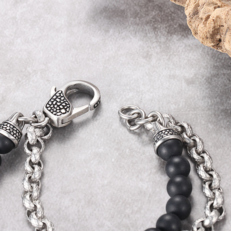 Men's Wrap-Around Bracelet with Stones, Cable Chain - KINGKA Jewelry