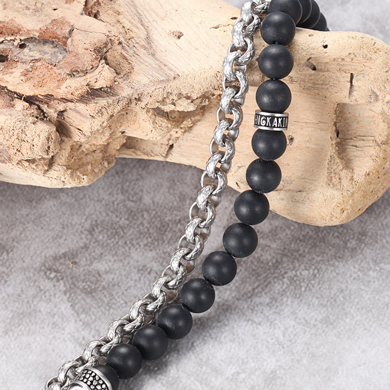 Men's Wrap-Around Bracelet with Stones, Cable Chain - KINGKA Jewelry