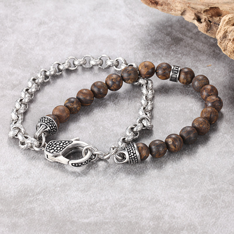 Men's Wrap-Around Bracelet with Stones, Cable Chain - KINGKA Jewelry