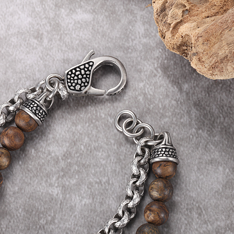 Men's Wrap-Around Bracelet with Stones, Cable Chain - KINGKA Jewelry