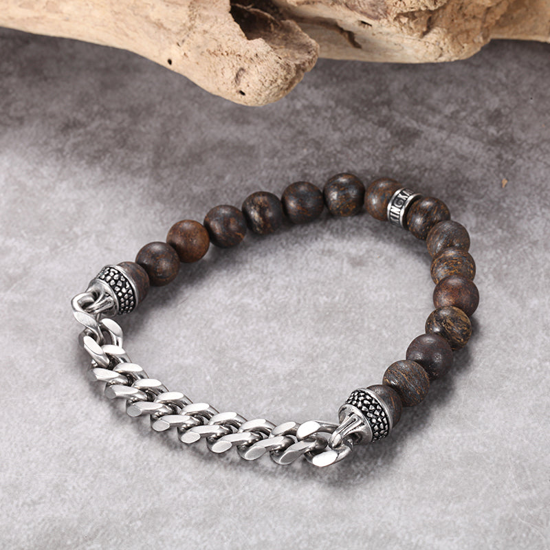 Men's Beaded Curb Chain Bracelet - KINGKA Jewelry