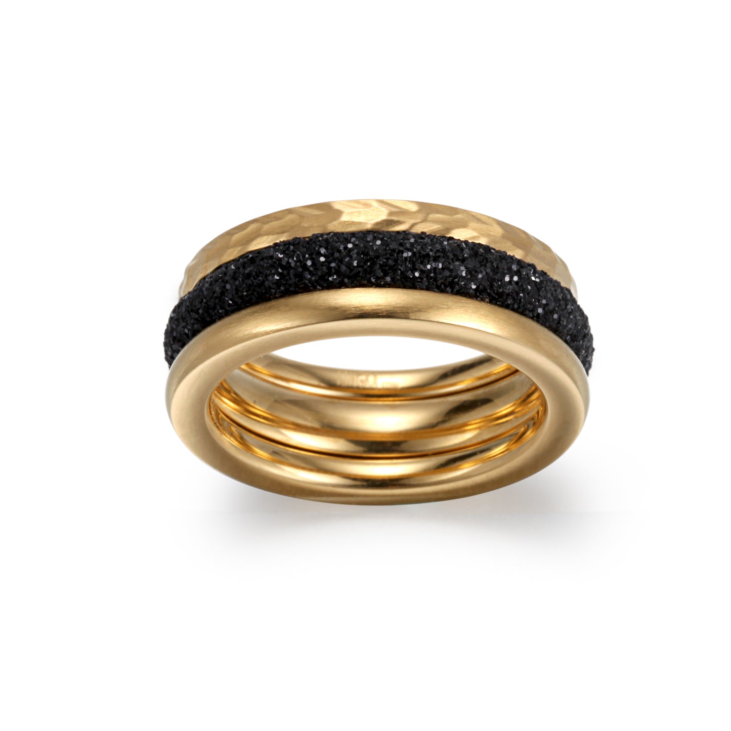 Women Stacking Rings Black Glitter Dust - KINGKA Jewelry
